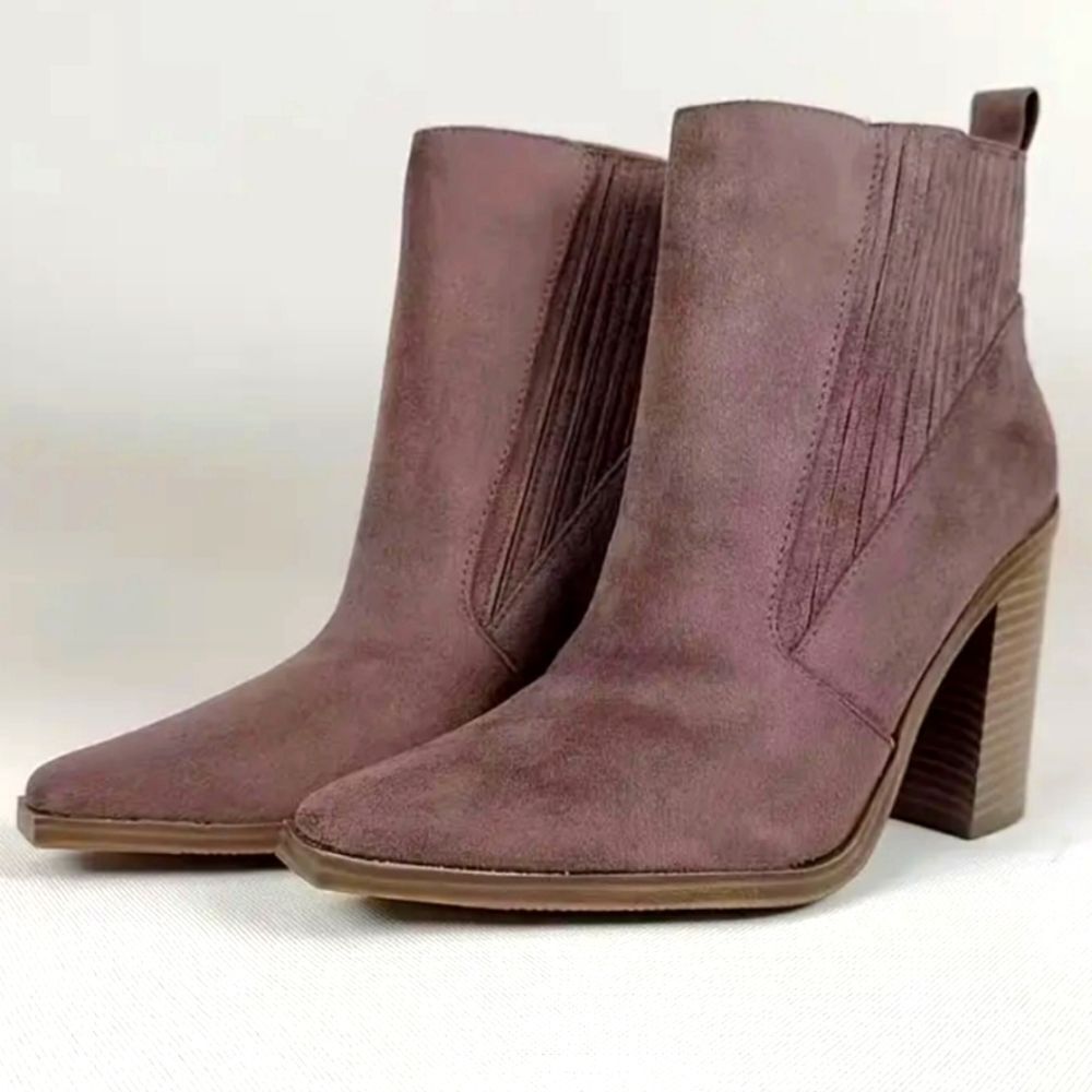 Ladies Elegant Suede Ankle Boots - Brown Sz 8.5